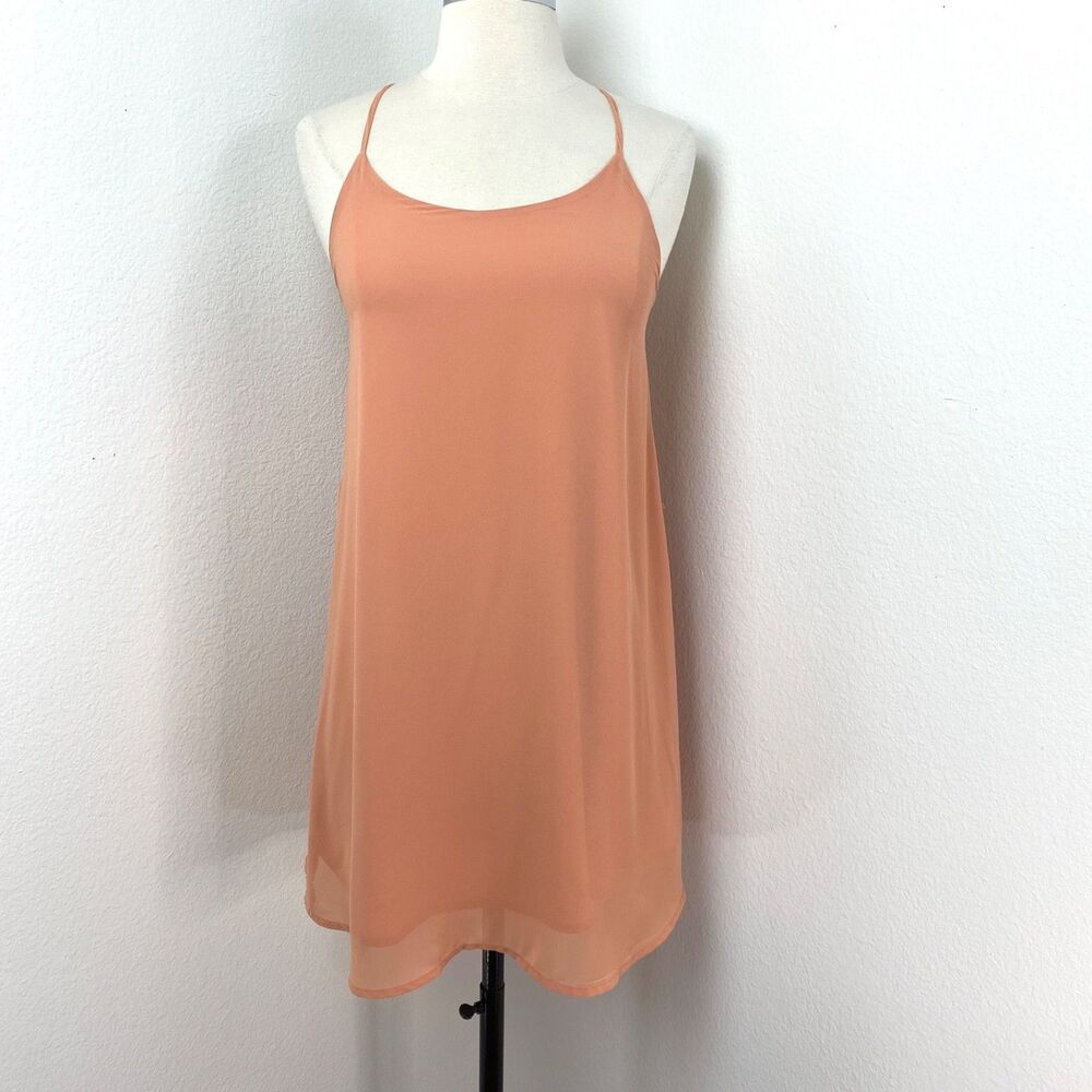 Poetry Peach Chiffon Summer Tank Dress Small Boho Ballet Flowy Beach Travel